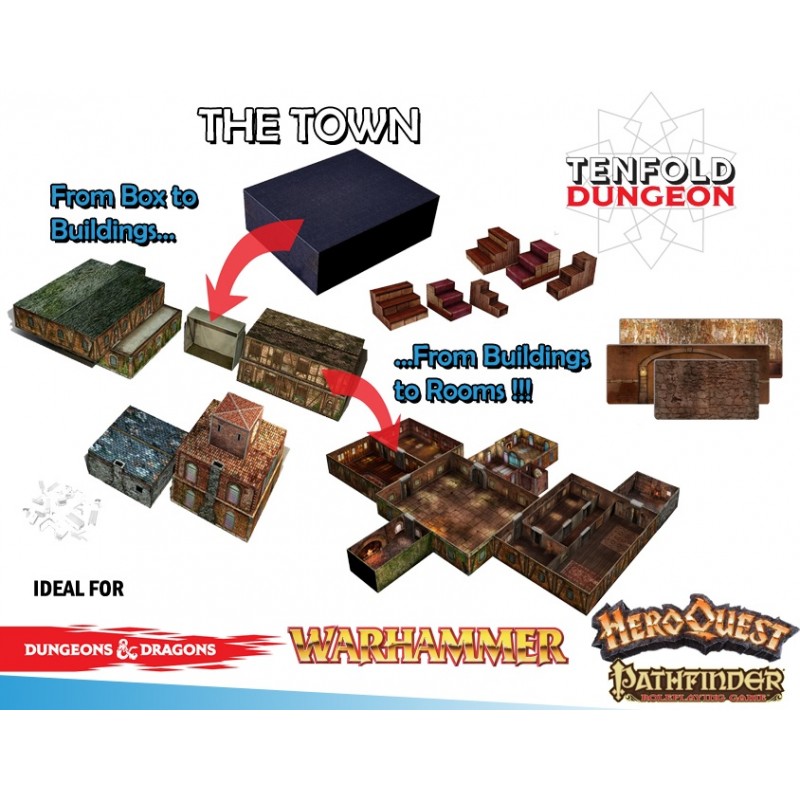 GALE FORCE NINE TENFOLD DUNGEON THE TOWN FOR MINIATURE GAMES