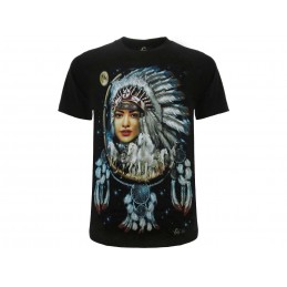 MAGLIA T SHIRT NATIVI AMERICANI CAPO INDIANA ACCHIAPPASOGNI ROCK CHANG