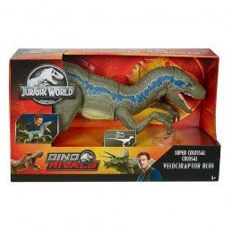 JURASSIC WORLD SUPER COLOSSAL VELOCIRAPTOR BLUE 45CM ACTION FIGURE MATTEL