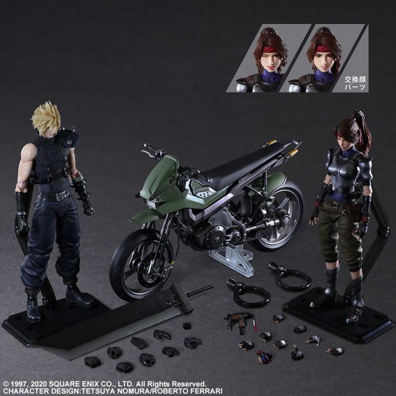 SQUARE ENIX FINAL FANTASY 7 REMAKE CLOUD JESSIE AND MOTORCYCLE PLAY ARTS KAI ACTION FIGURE