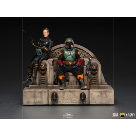 THE MANDALORIAN BOBA FETT AND FENNEC ON THRONE DELUXE BDS ART SCALE 1/10 STATUE FIGURE