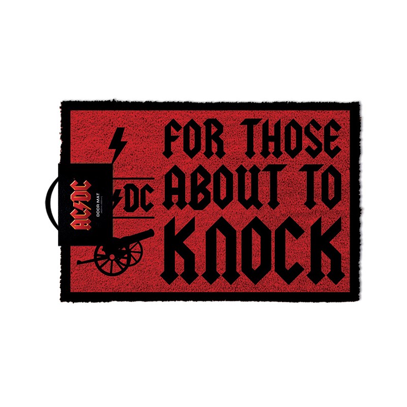 PYRAMID INTERNATIONAL AC DC FOR THOSE ABOUT TO KNOCK DOORMAT ZERBINO TAPPETINO 40X60CM PYRAMID INTERNATIONAL AC DC FOR THOSE ABOUT TO KNOCK DOORMAT ZERBINO TAPPETINO 40X60CM