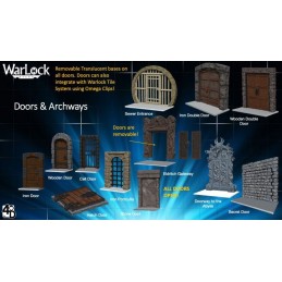 WARLOCK TILES DOORS AND ARCHWAYS SET ACCESSORI DUNGEON WIZKIDS