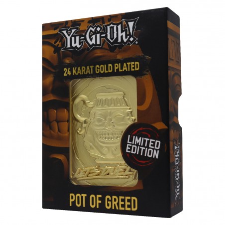 YU-GI-OH! LIMITED EDITION POT OF GREED GOLD CARTA IN METALLO