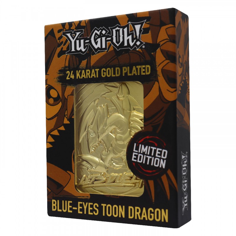 YU-GI-OH! LIMITED EDITION BLUE EYES TOON DRAGON GOLD CARTA IN METALLO FANATTIK