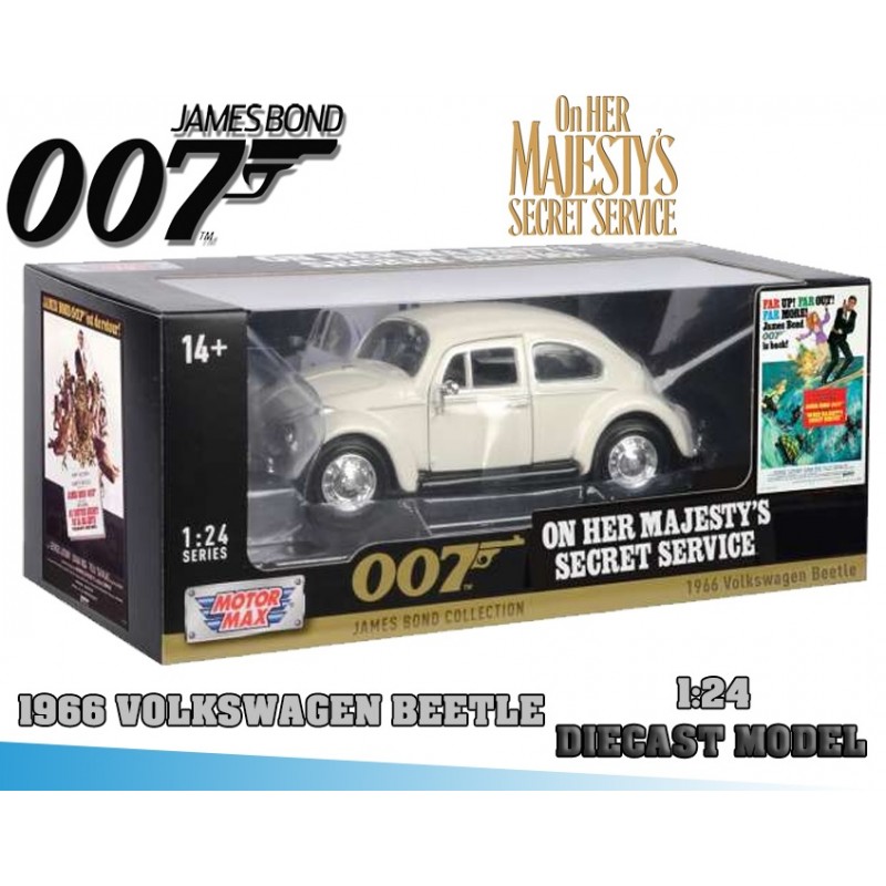 007 ON HER MAJESTY'S SECRET SERVICE JAMES BOND COLLECTION 1966 VW BEETLE DIE CAST 1/24 MODEL CAR MOTOR MAX