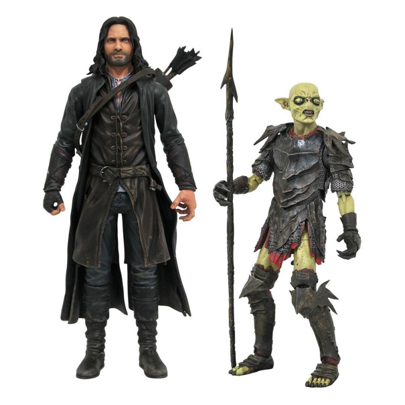 THE LORD OF THE RINGS SELECT ARAGORN AND MORIA ORC ACTION FIGURES DIAMOND SELECT