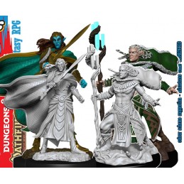 MAGIC THE GATHERING ELF FIGHTER and ELF CLERIC MINIATURE WIZKIDS