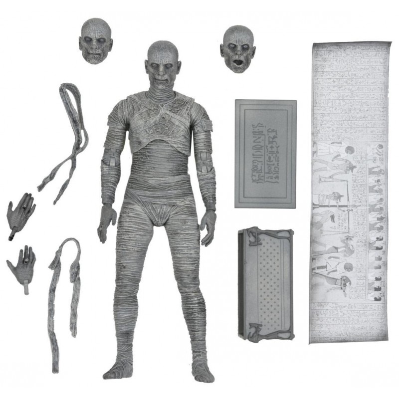 UNIVERSAL MONSTER ULTIMATE THE MUMMY BLACK AND WHITE ACTION FIGURE NECA