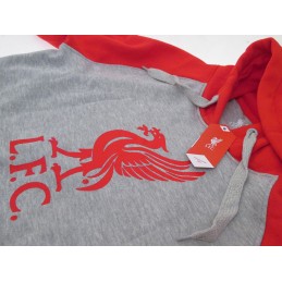 HOODIE OFFICIAL LIVERPOOL FC LOGO GREY RED