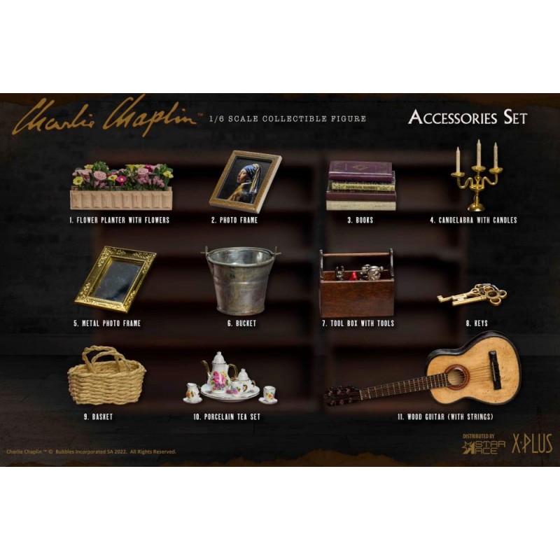 STAR ACE CHARLIE CHAPLIN SCALE COLLECTIBLE FIGURE ACCESSORIES SET