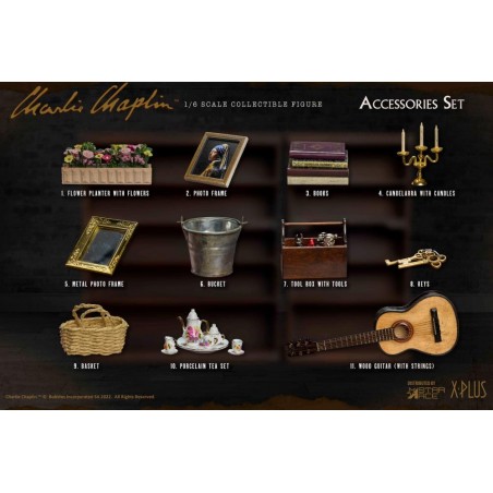 CHARLIE CHAPLIN SCALE COLLECTIBLE FIGURE ACCESSORIES SET