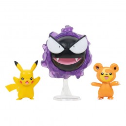 JAZWARES POKEMON BATTLE 3-PACK TEDDIURSA PIKACHU GASTLY ACTION FIGURE