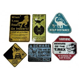 FACTORY ENTERTAINMENT JURASSIC WORLD METAL WARNING SIGNS SCALED PROP REPLICA