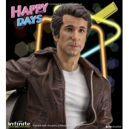 INFINITE STATUE HAPPY DAYS FONZIE WITH JUKEBOX STATUE 30 CM 1/6 OLD AND RARE RESIN FIGURE