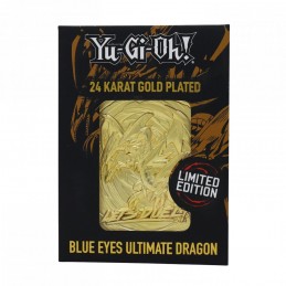 YU-GI-OH! LIMITED EDITION BLUE EYES ULTIMATE DRAGON 24 KARAT GOLD PLATED CARTA IN METALLO PLACCATA ORO FANATTIK