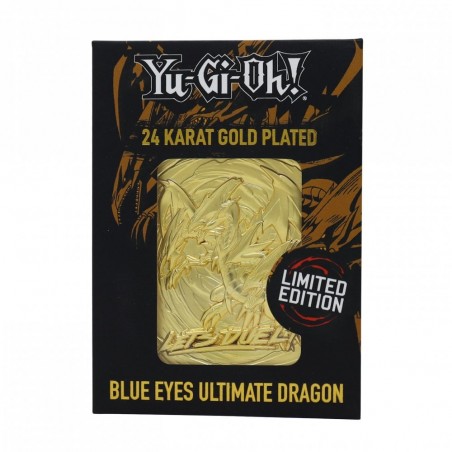 YU-GI-OH! LIMITED EDITION BLUE EYES ULTIMATE DRAGON 24 KARAT GOLD PLATED CARTA IN METALLO PLACCATA ORO