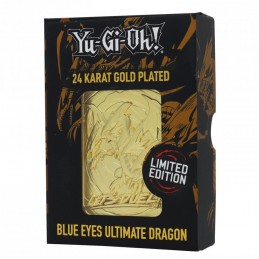 YU-GI-OH! LIMITED EDITION BLUE EYES ULTIMATE DRAGON 24 KARAT GOLD PLATED CARTA IN METALLO PLACCATA ORO FANATTIK