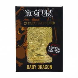 YU-GI-OH! LIMITED EDITION BABY DRAGON 24 KARAT GOLD PLATED CARTA IN METALLO PLACCATA ORO FANATTIK