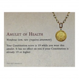 DUNGEONS AND DRAGONS 24 KARAT GOLD PLATED AMULET OF HEALTH MEDALLION REPLICA PLACCATA ORO FANATTIK