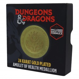 DUNGEONS AND DRAGONS 24 KARAT GOLD PLATED AMULET OF HEALTH MEDALLION REPLICA PLACCATA ORO FANATTIK