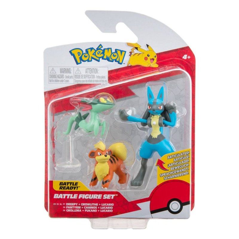 POKEMON BATTLE FIGURE SET LUCARIO DREEPY GROWLITHE FIGURES JAZWARES POKEMON BATTLE FIGURE SET LUCARIO DREEPY GROWLITHE FIGURES JAZWARES
