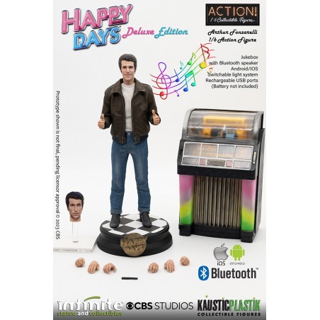 HAPPY DAYS FONZIE WITH JUKE BOX DELUXE ACTION FIGURE 30 CM 1/6 SCALE