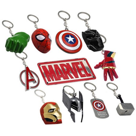 MARVEL 3D KEYCHAIN KEYRING SET 10X