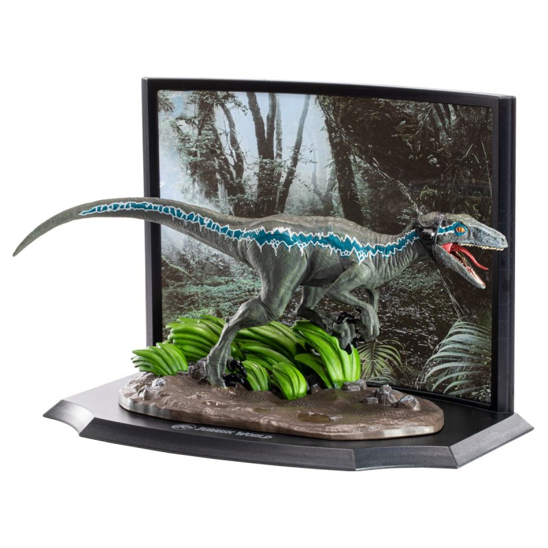 JURASSIC WORLD VELOCIRAPTOR BLUE STATUA FIGURE DIORAMA NOBLE COLLECTIONS