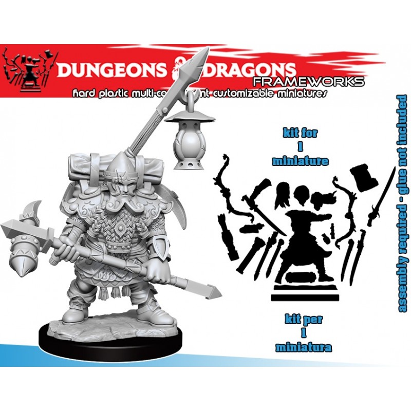 DUNGEONS AND DRAGONS FRAMEWORKS DWARF FIGHTER MALE MODEL KIT MINIATURE FIGURE WIZKIDS DUNGEONS AND DRAGONS FRAMEWORKS DWARF FIGHTER MALE MODEL KIT MINIATURE FIGURE WIZKIDS