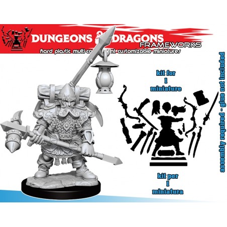 DUNGEONS AND DRAGONS FRAMEWORKS DWARF FIGHTER MALE MODEL KIT MINIATURE FIGURE