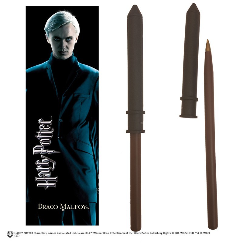 NOBLE COLLECTIONS HARRY POTTER - DRACO MALFOY WAND PEN AND BOOKMARK PENNA E SEGNALIBRO