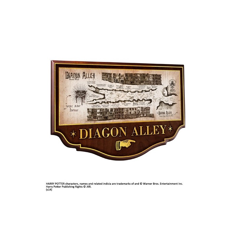 NOBLE COLLECTIONS HARRY POTTER - DIAGON ALLEY PLAQUE INSEGNA IN LEGNO 27X42CM