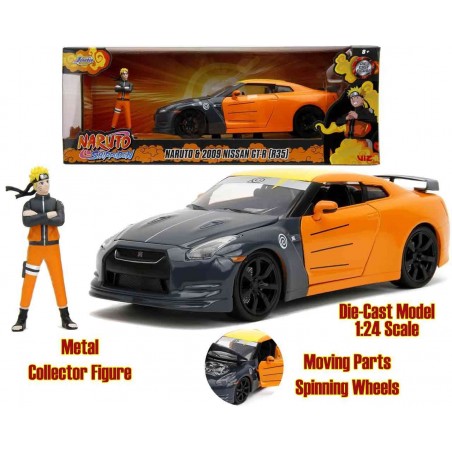 NARUTO SHIPPUDEN 2009 NISSAN GTR WITH NARUTO FIGURE DIE CAST 1/24 MODEL