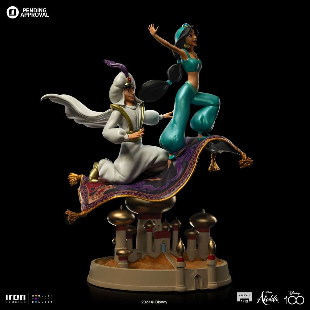 DISNEY Statuetta in ceramica di Aladino sul suo tappeto magico 12 cm 