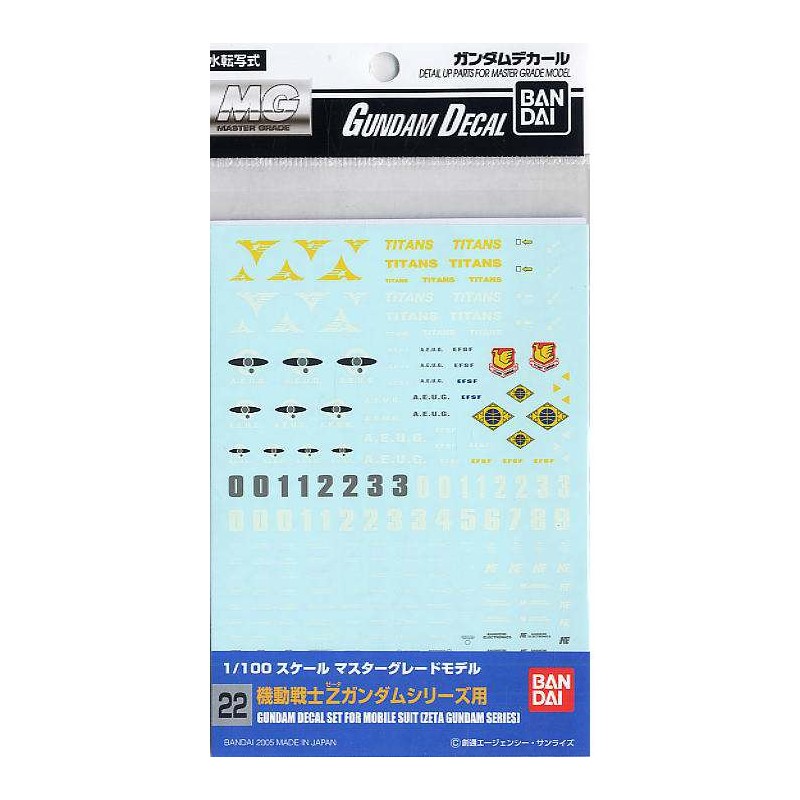 BUY BANDAI GUNPLA GUNDAM DECAL SET FOR MOBILE SUIT ZETA GUNDAM SERI...