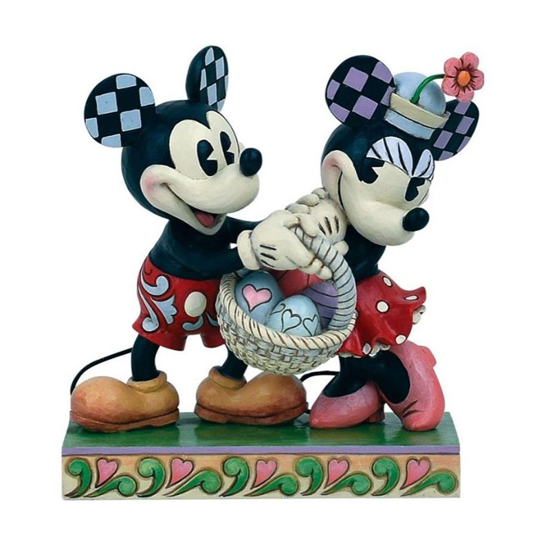 MICKEY E MINNIE CON CESTINO PASQUALE STATUA FIGURE ENESCO