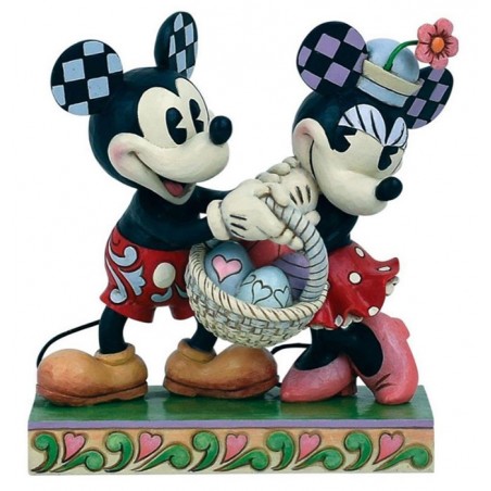 MICKEY E MINNIE CON CESTINO PASQUALE STATUA FIGURE