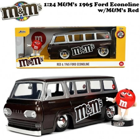 M&M'S 1965 FORD ECONOLINE WITH RED FIGURE DIE CAST 1/24 MODEL