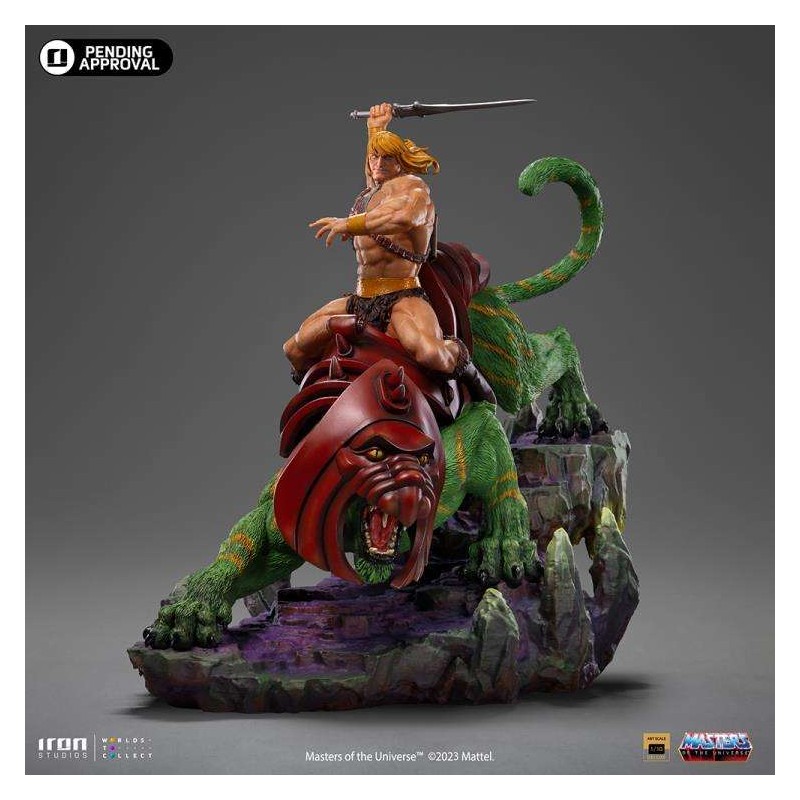 IRON STUDIOS MASTERS OF THE UNIVERSE HE-MAN AND BATTLE CAT BDS ART SCALE DELUXE 1/10 STATUE FIGURE