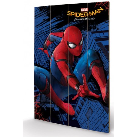 SPIDER-MAN HOMECOMING HANG WOOD PRINT STAMPA SU LEGNO 40 X 60 CM