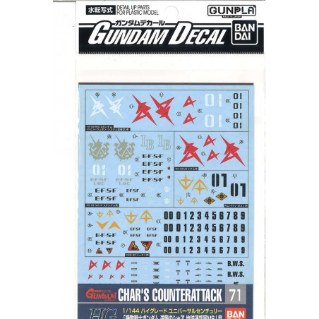 HG CHAR'S COUNTERATTACK WATER DECALS MODEL KIT