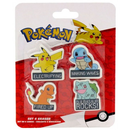 POKEMON SET 4 ERASER GOMME DA CANCELLARE