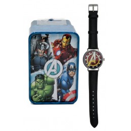 ACCUTIME WATCH MARVEL AVENGERS LOGO ANALOGUE WRIST WATCH LEATHER STRAP