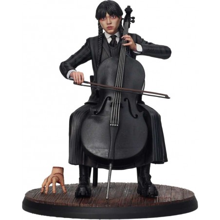 WEDNESDAY ADDAMS WITH CELLO AND THING STATUE FIGURE