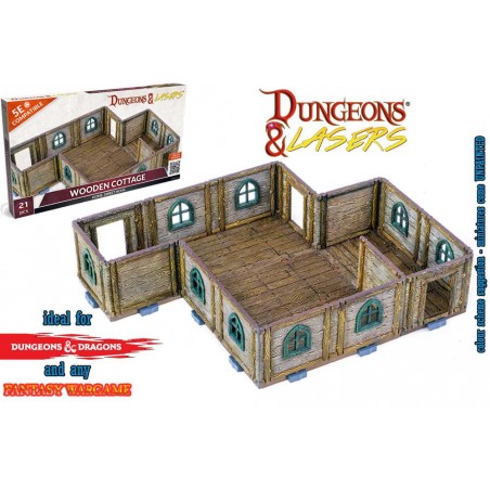 DUNGEONS AND LASERS WOODEN COTTAGE AMBIENTAZIONE MINIATURES GAME