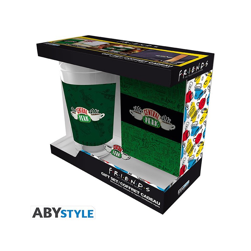 ABYSTYLE FRIENDS CENTRAL PERK GIFT SET GLASS PIN AND NOTEBOOK