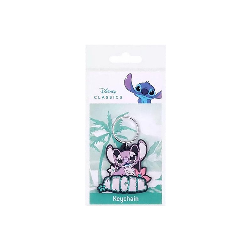 PYRAMID INTERNATIONAL LILO AND STITCH ANGEL RUBBER KEYCHAIN