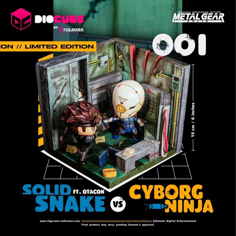 METAL GEAR SOLID SNAKE VS CYBORG NINJA FT. OTACON DIORAMA DIOCUBE FIGURE FIGURAMA COLLECTORS