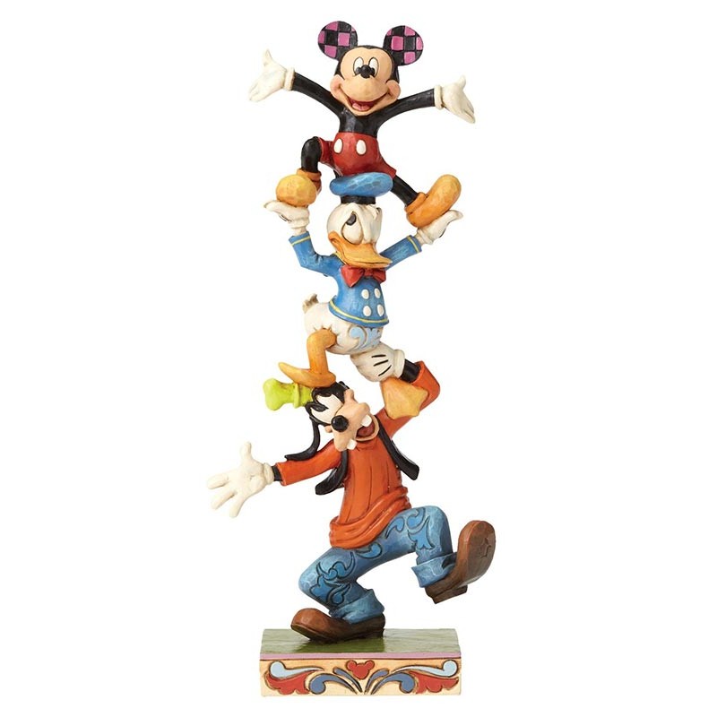 DISNEY TRADITIONS PIPPO PAPERINO E TOPOLINO IN COLONNA STATUA FIGURE ENESCO